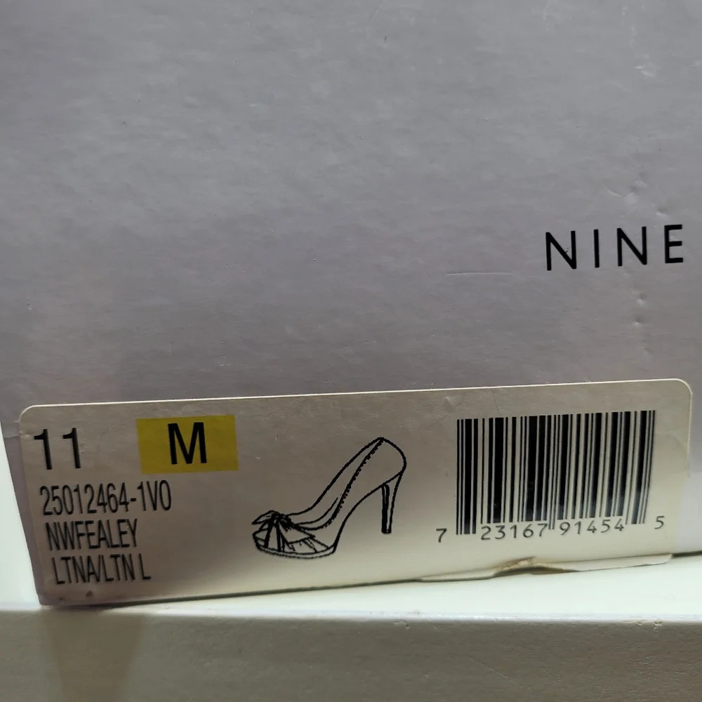 Nine West Fealey Peep Toe Leather Beige Platform Pumps Size Women's 11 with Box - Picture 16 of 16